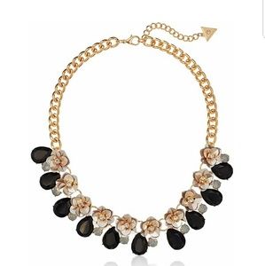 Guess Floral Motif Collar Necklace w/ stone Accent